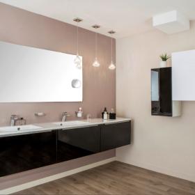 MEUBLE DE SALLE DE BAIN ANTARA MÉLAMINÉ BRILLANT BLANC / NOIR