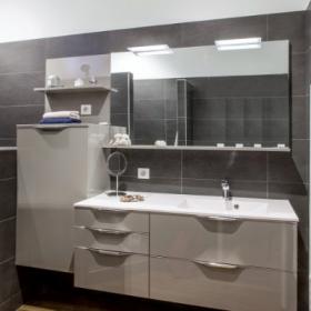 MEUBLE DE SALLE DE BAIN FUTURA MÉDIUM VERNIS BRILLANT GRIS TAUPE MÉTALLISÉ