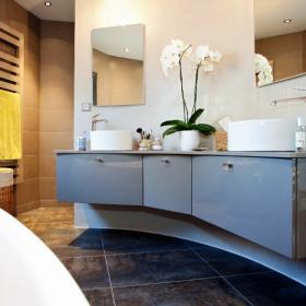 MEUBLE DE SALLE DE BAIN ESSENCE LAQUE BRILLANTE GRIS