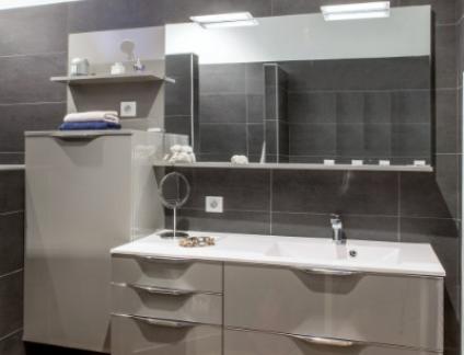 MEUBLE DE SALLE DE BAIN FUTURA MÉDIUM VERNIS BRILLANT GRIS TAUPE MÉTALLISÉ