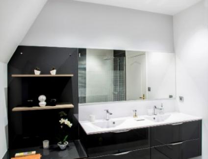 MEUBLE DE SALLE DE BAIN FUTURA MÉDIUM VERNIS BRILLANT GRIS GRAPHITE MÉTALLISÉ