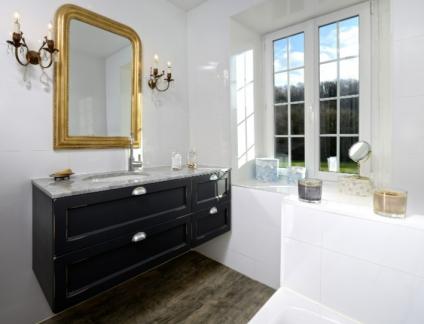 MEUBLE DE SALLE DE BAIN MAULNES ÉRABLE LAQUE CHARBON ANTIQUE