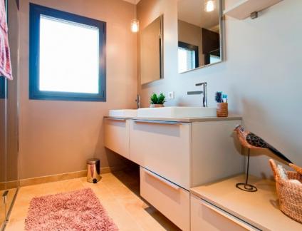 MEUBLE DE SALLE DE BAIN TEQUILA MÉLAMINÉ BEIGE CAPPUCCINO AVEC LARO 