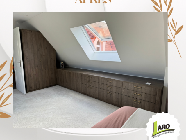 Aménagement sur mesure d'une grande chambre pour une jeune fille 