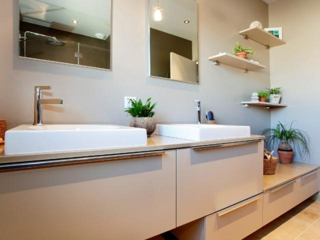 MEUBLE DE SALLE DE BAIN TEQUILA MÉLAMINÉ BEIGE CAPPUCCINO AVEC LARO 
