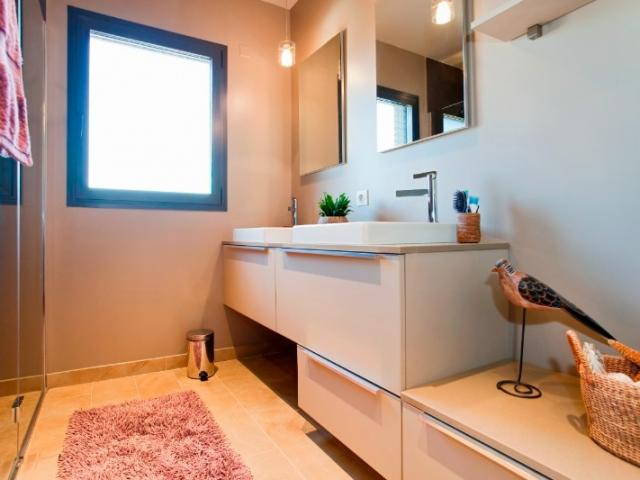 MEUBLE DE SALLE DE BAIN TEQUILA MÉLAMINÉ BEIGE CAPPUCCINO AVEC LARO 