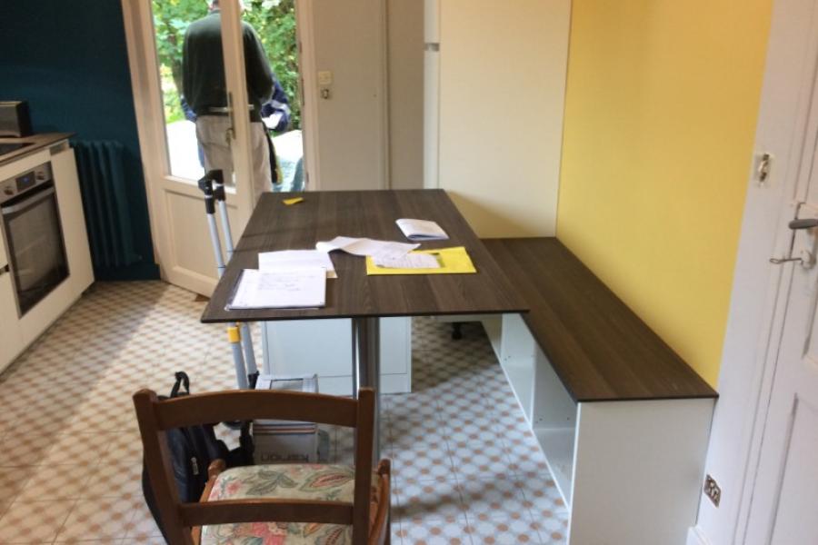 CUISINE SANS POIGNEES MELAMINE BLANC PLAN DE TRAVAIL COMPACT 