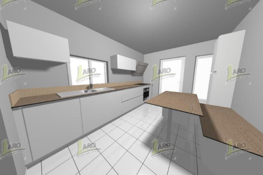 CUISINE SANS POIGNEES MELAMINE BLANC PLAN DE TRAVAIL COMPACT 